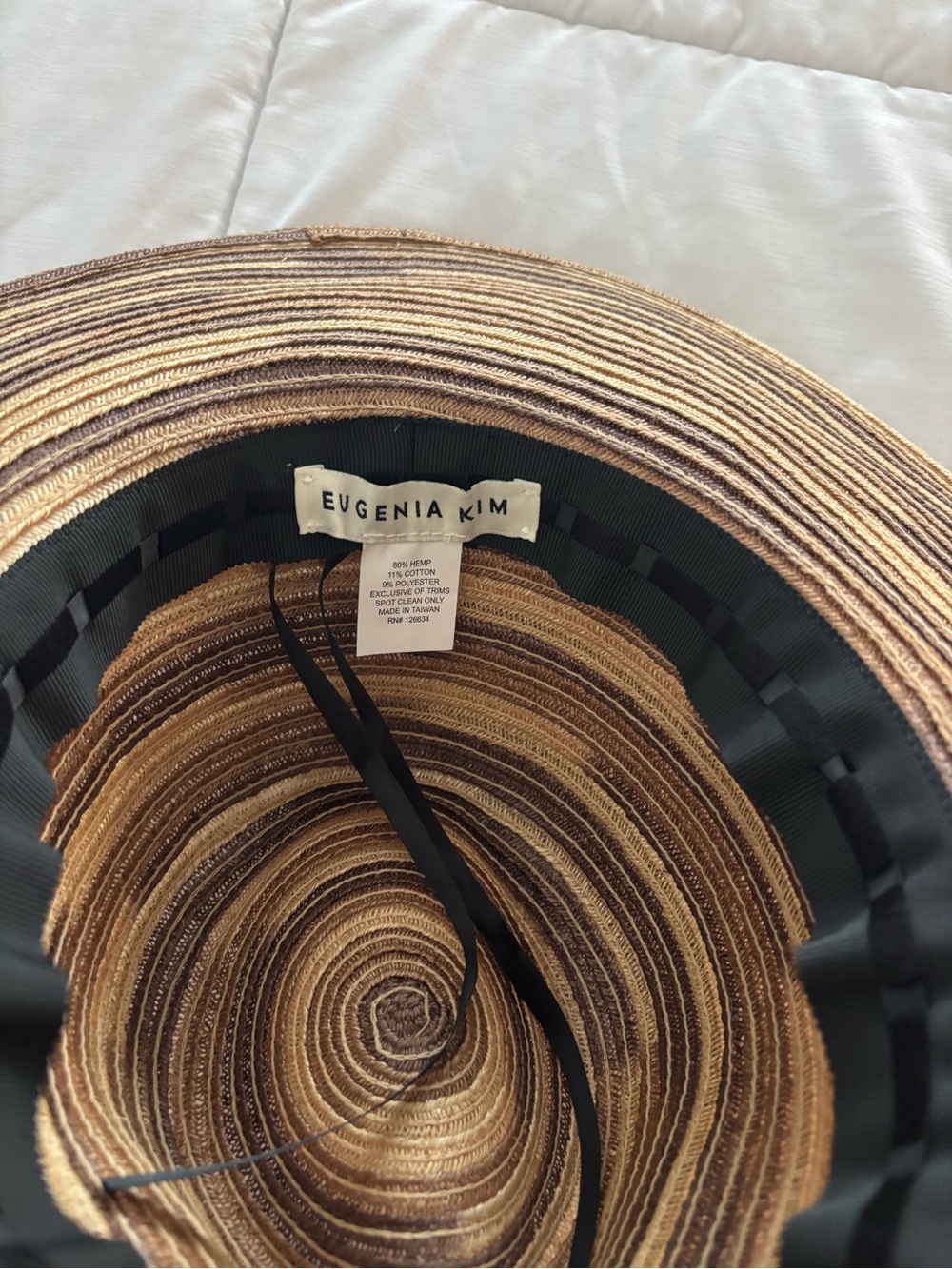 Eugenia Kim Striped Wide-Brim Sun Hat in Brown and Tan - Picture 3 of 4